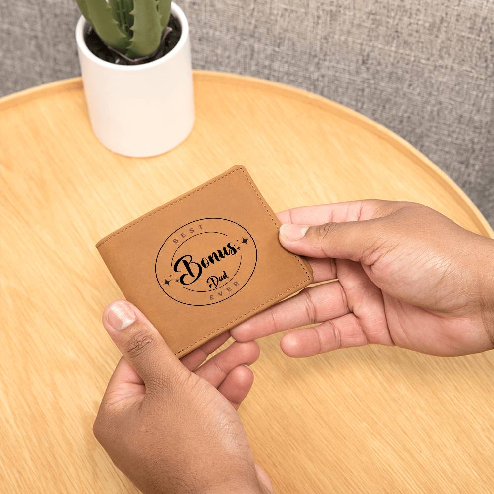 Best Bonus Dad Ever | Leather Wallet Gift