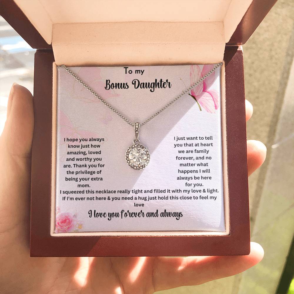 To My Bonus Daughter | I Love You Forever And Always | Necklace Gift