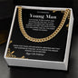 To A Handsome Young Man | Happy 18th Birthday | Polished Stainless Steel Cuban Necklace