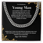 To A Handsome Young Man | Happy 18th Birthday | Polished Stainless Steel Cuban Necklace