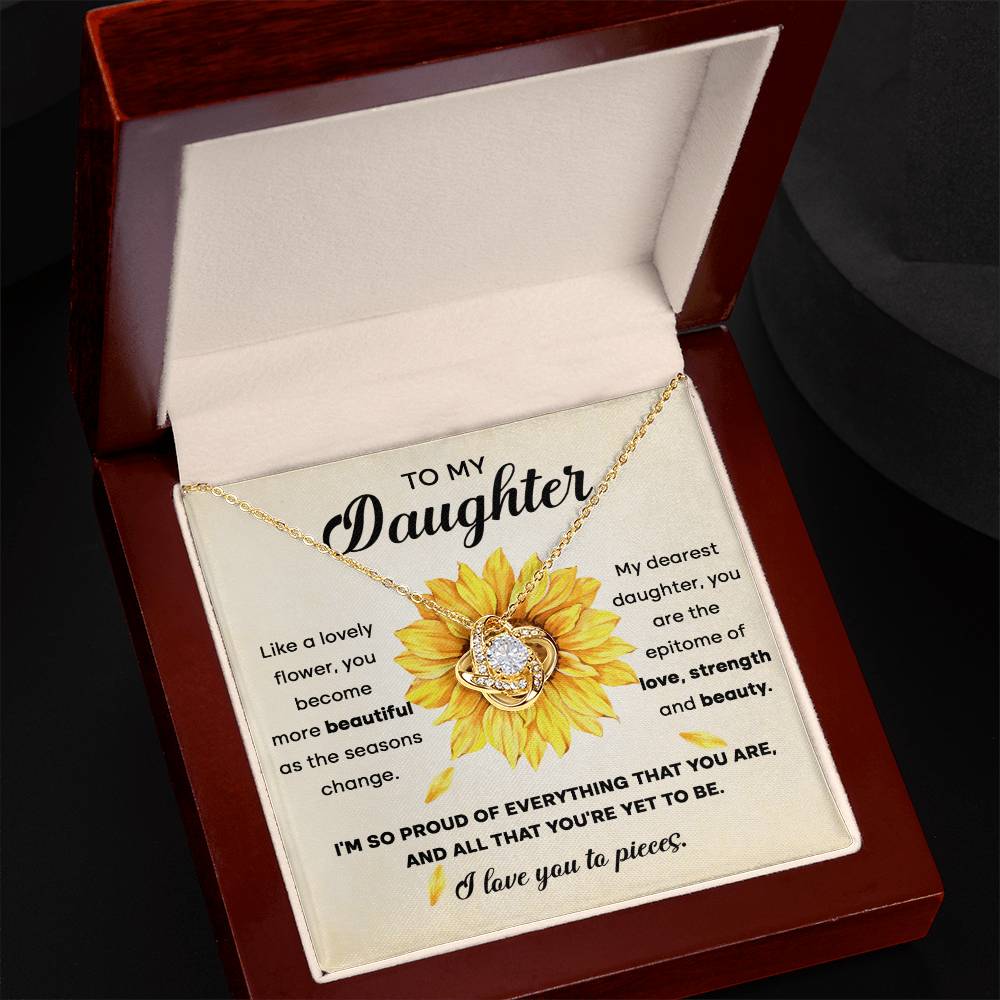 Lovely Flower Strength & Beauty - Gift for Daughter - Love Knot Necklace