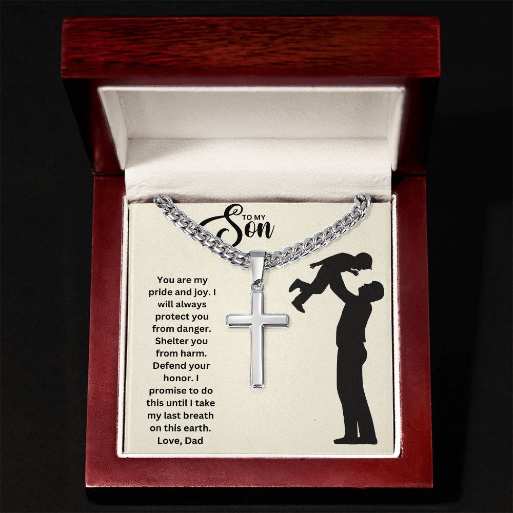 To My Son | You Are My Pride And Joy | Cross Cuban Necklace