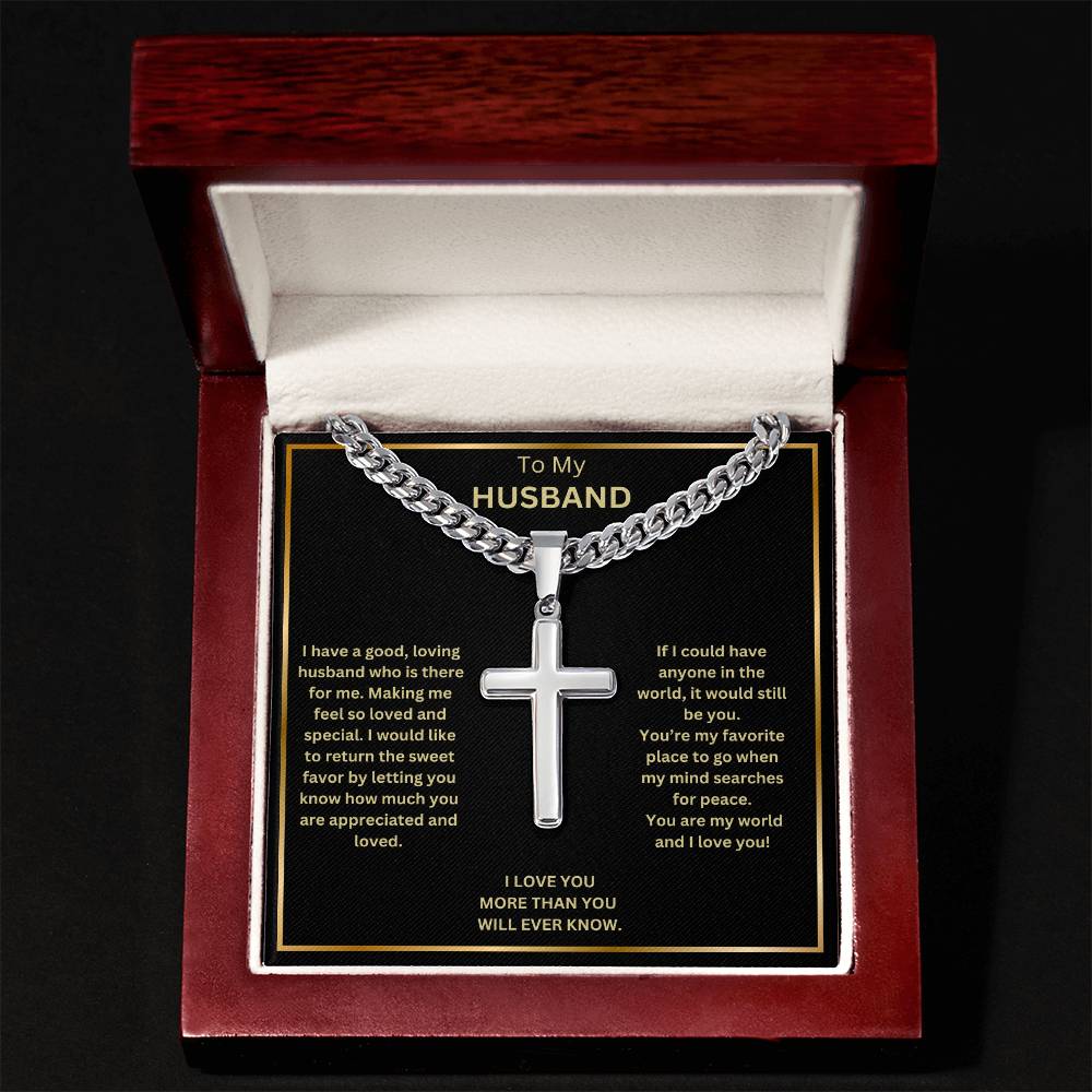 To My Husband | You Are My World | Cuban Cross Necklace