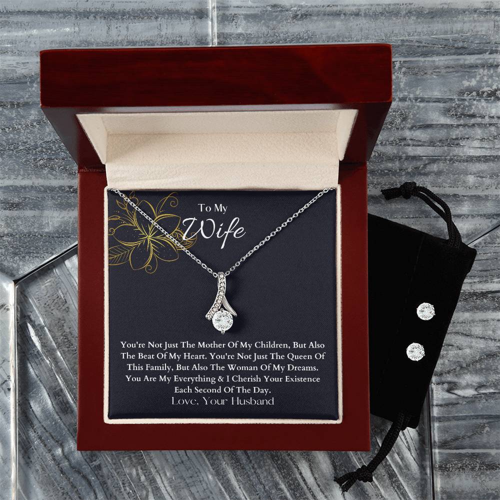 To My Wife | You Are My Everything | Necklace + Clear CZ Earrings