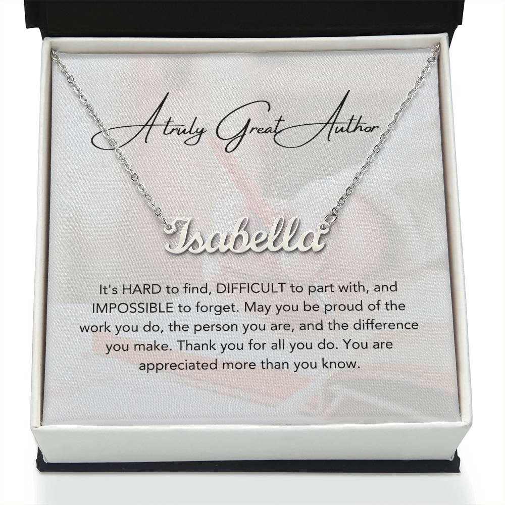 A Truly Great Author | Thank You For All You Do | Professional Name Necklace