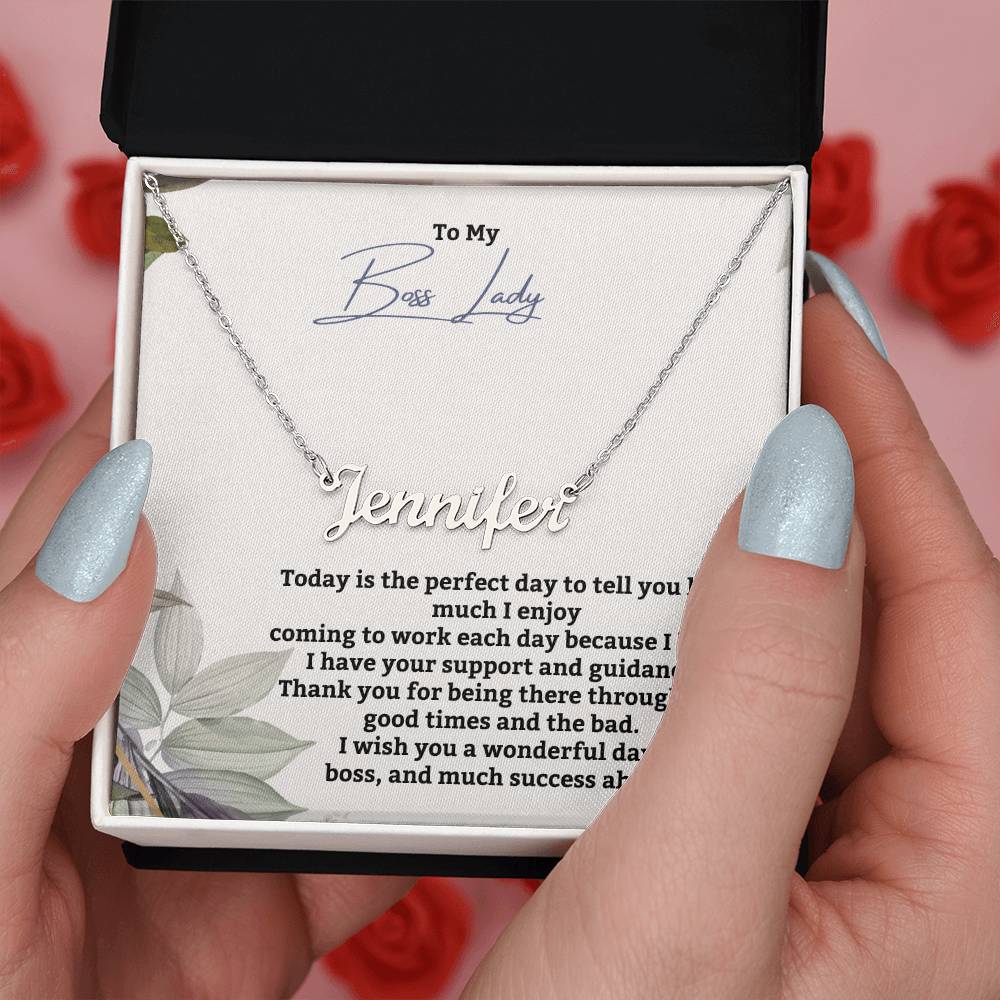 To My Boss Lady | Thank You For Being There | Professional Name Pendant Necklace
