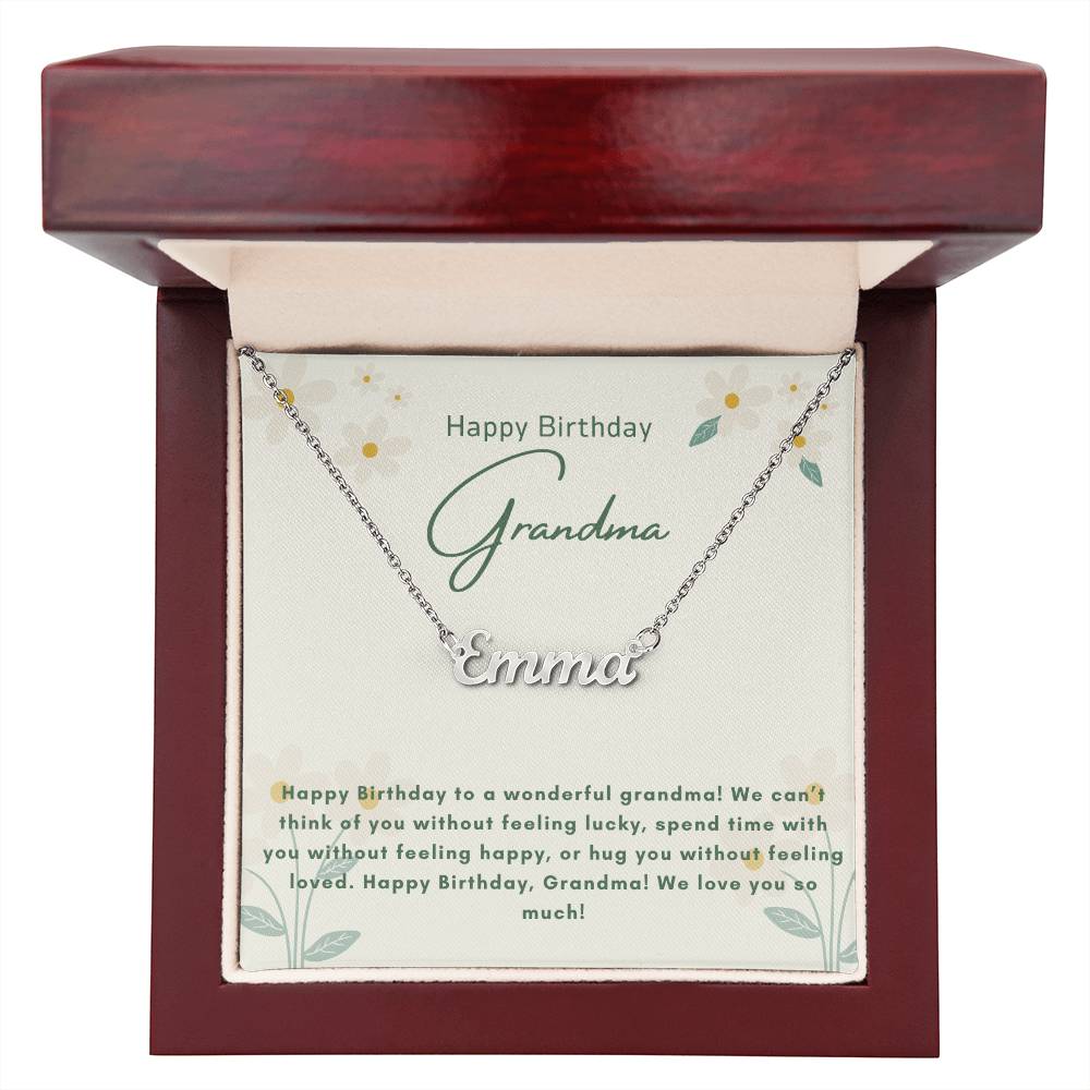 Happy Birthday Grandma | We Love You So Much | Name Pendant Necklace