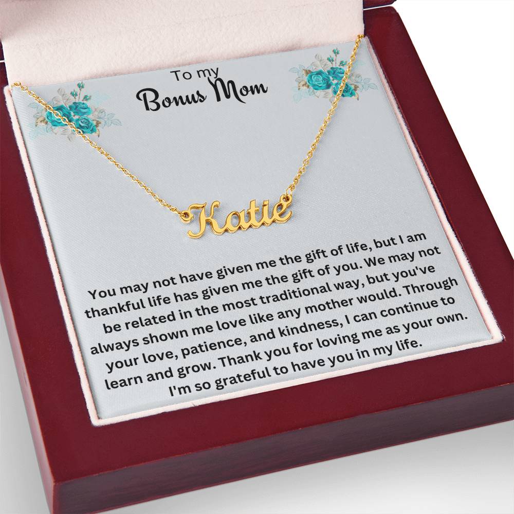 To My Bonus Mom | Thank You For Loving Me As Your Own | Name Necklace