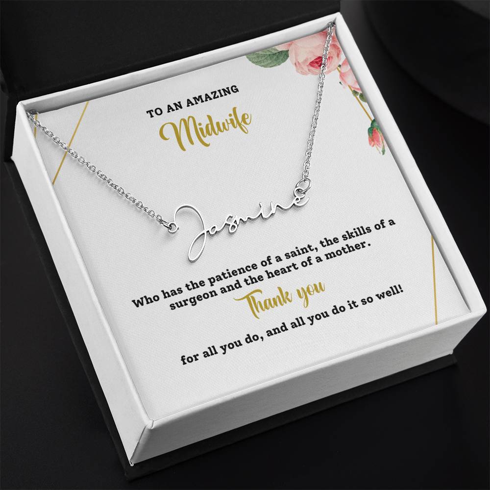 To An Amazing Doula | Thank You | Professional Name Necklace
