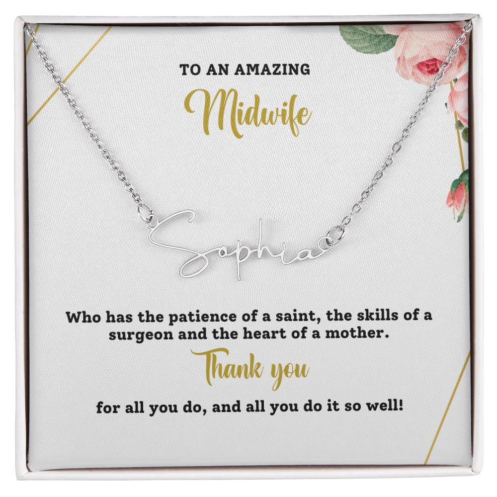To An Amazing Doula | Thank You | Professional Name Necklace