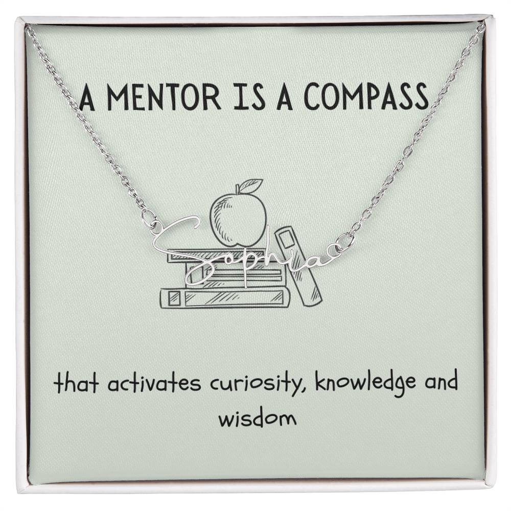 A Mentor Is A Compass | Professional Name Necklace