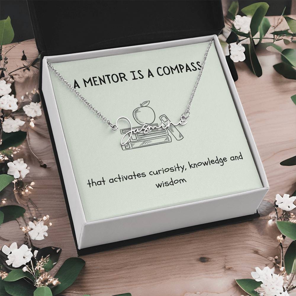 A Mentor Is A Compass | Professional Name Necklace