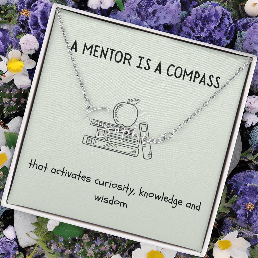 A Mentor Is A Compass | Professional Name Necklace