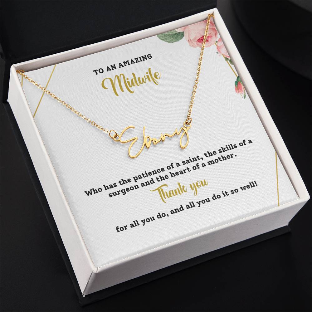 To An Amazing Doula | Thank You | Professional Name Necklace