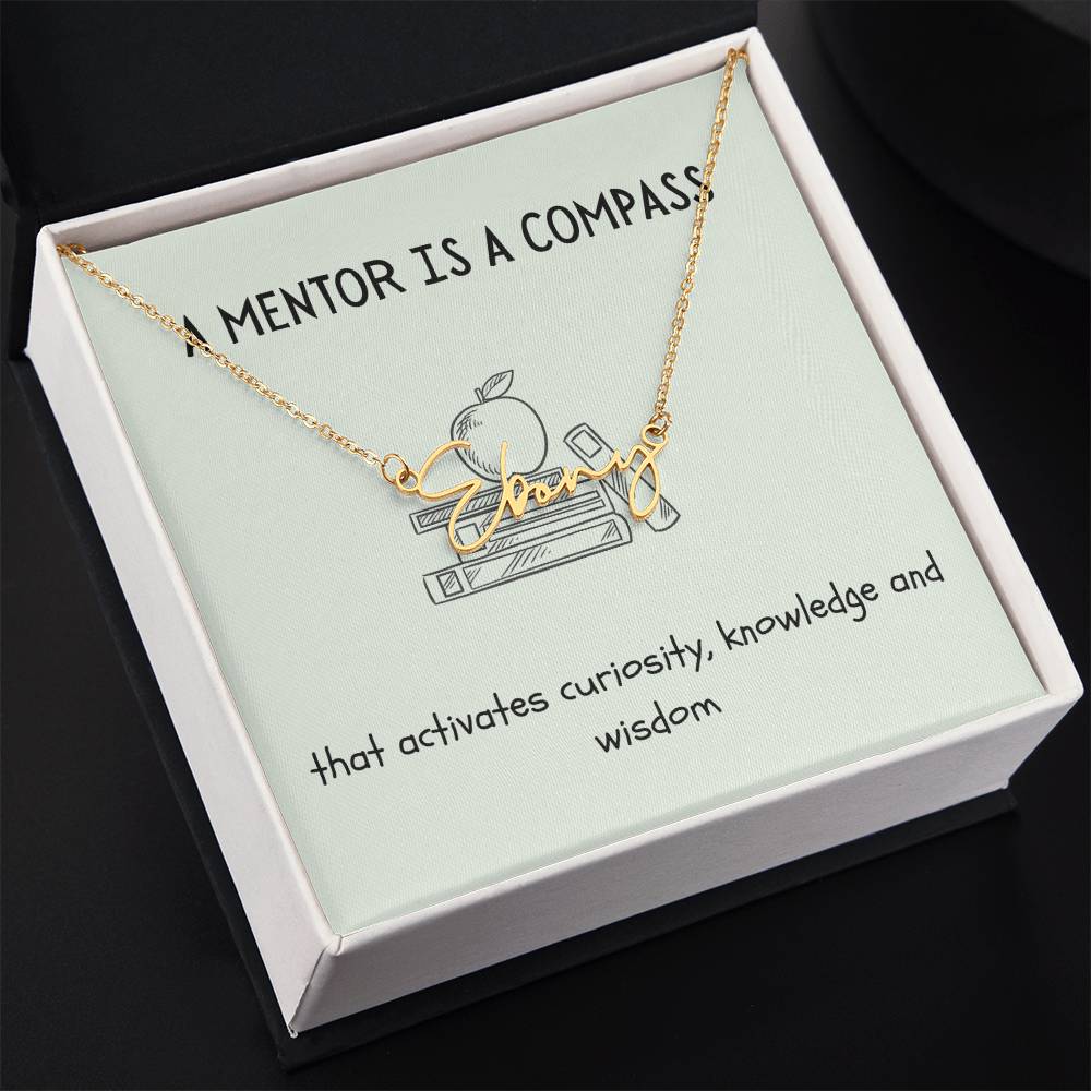 A Mentor Is A Compass | Professional Name Necklace