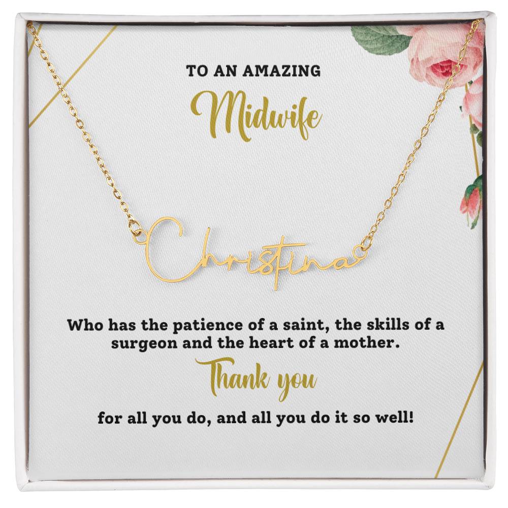 To An Amazing Doula | Thank You | Professional Name Necklace