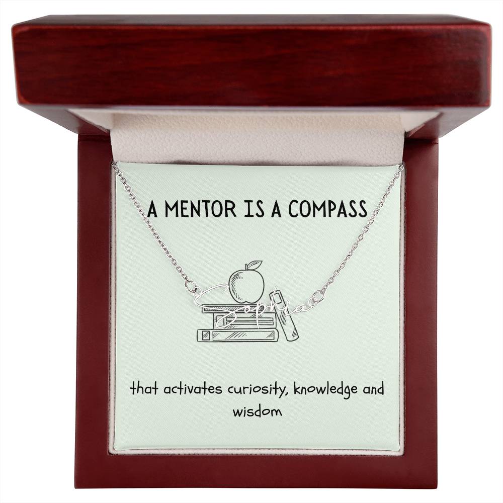 A Mentor Is A Compass | Professional Name Necklace