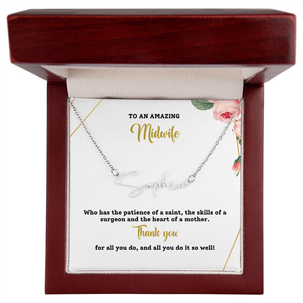 To An Amazing Doula | Thank You | Professional Name Necklace
