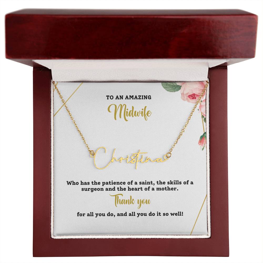 To An Amazing Doula | Thank You | Professional Name Necklace