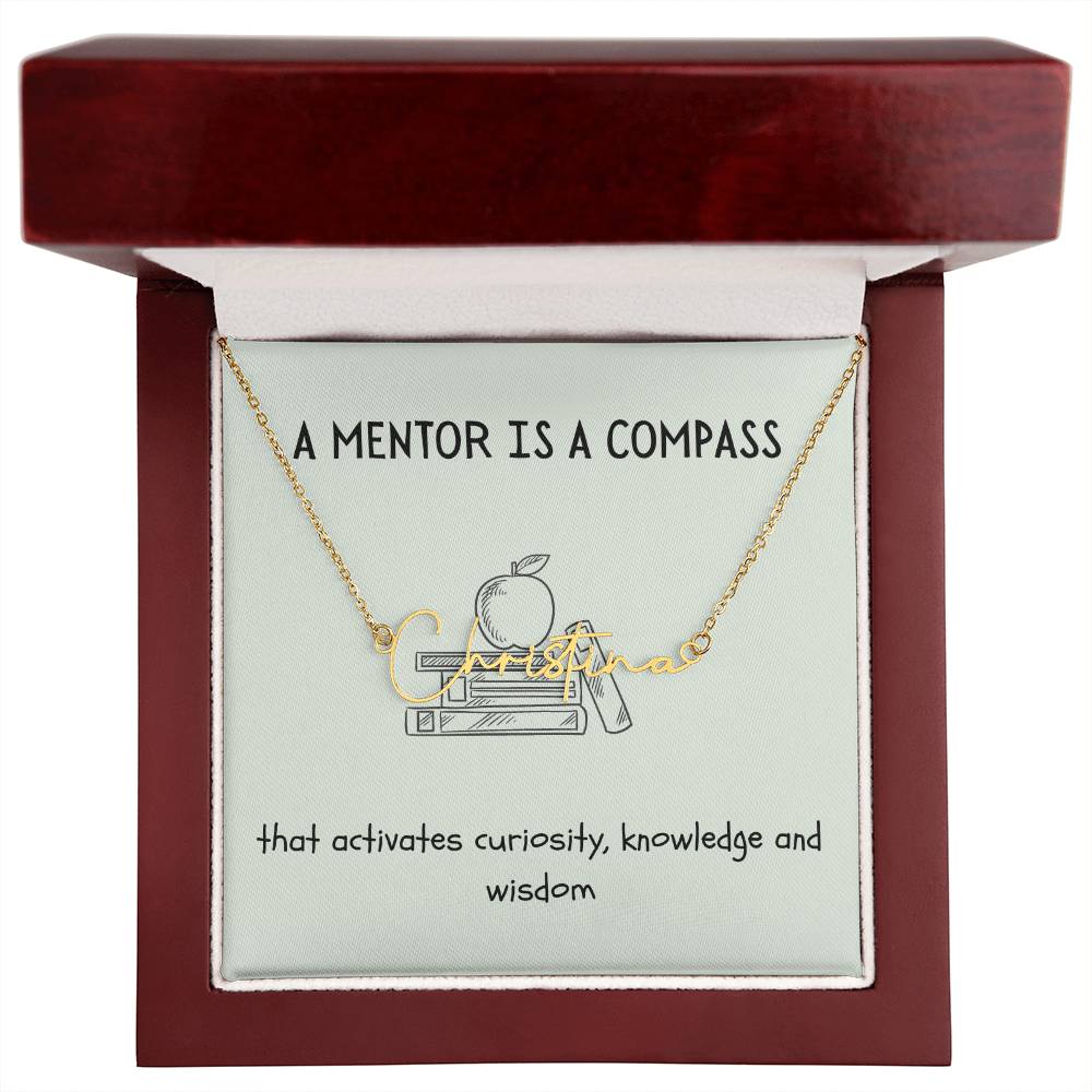 A Mentor Is A Compass | Professional Name Necklace