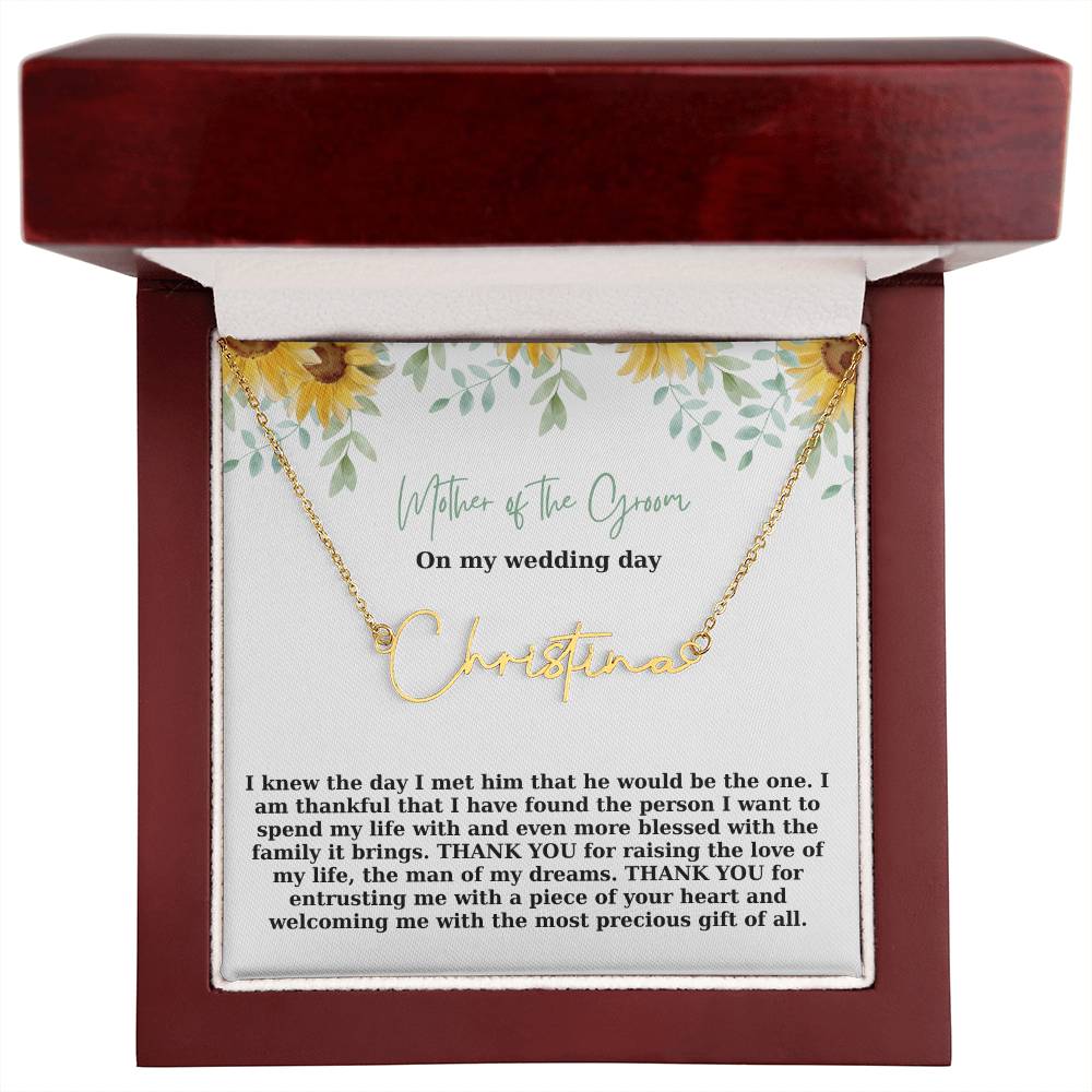 Mother Of The Groom On My Wedding Day | Name Necklace