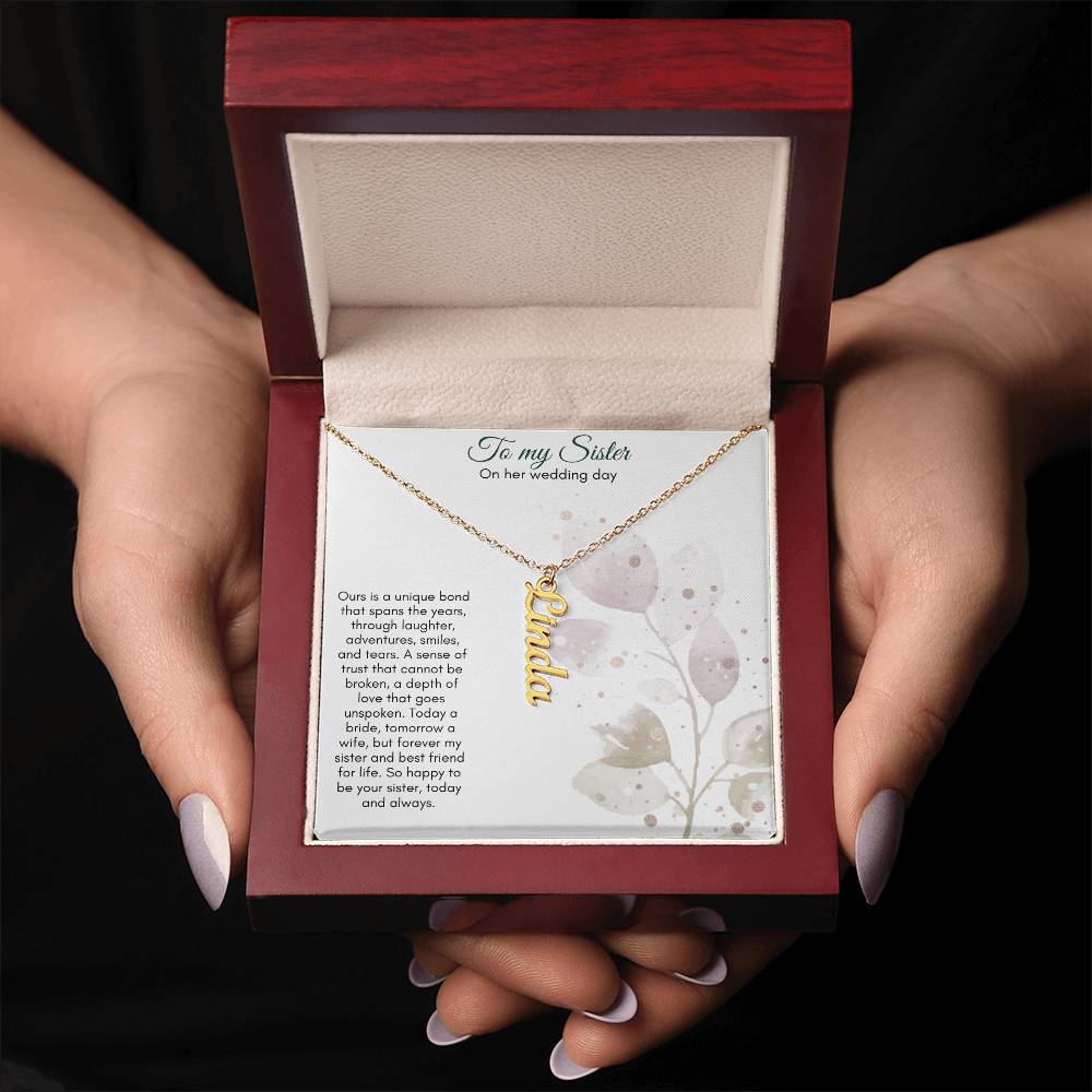 To My Sister On Her Wedding Day | Name Necklace