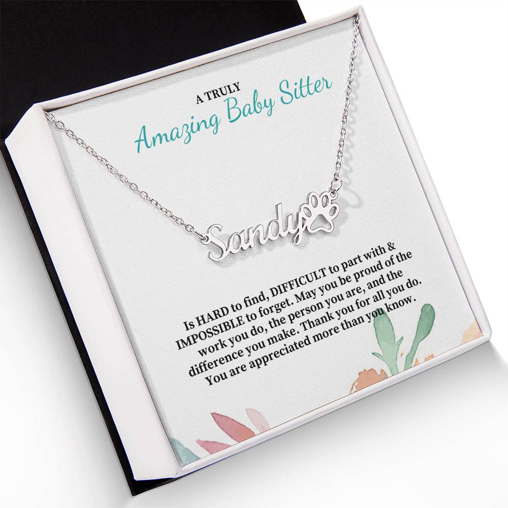 A Truly Amazing Baby Sitter | Thank You For All You Do | Professional Name Pendant Necklace