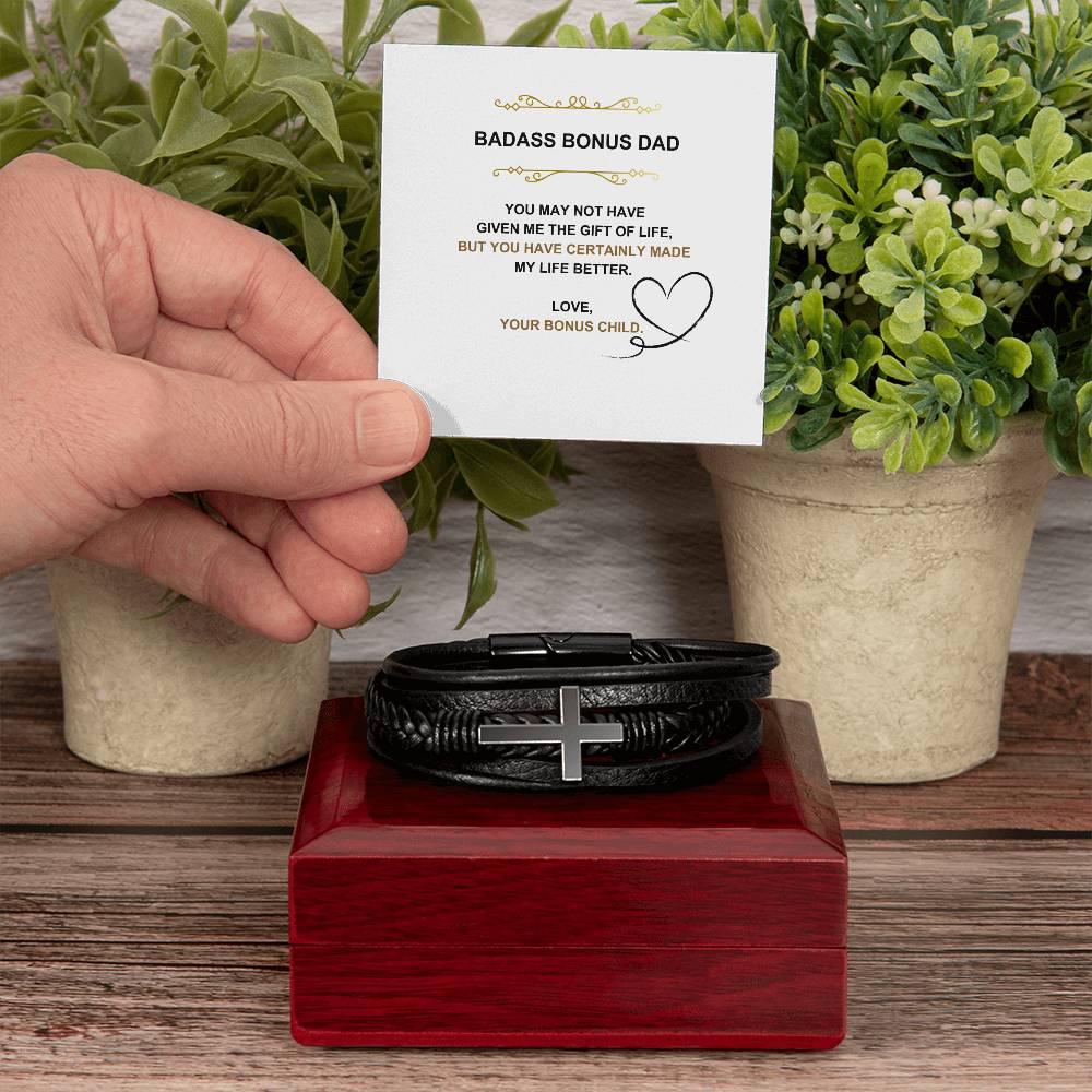 Badass Bonus Dad | Cross Bracelet