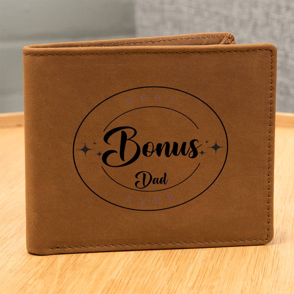 Best Bonus Dad Ever | Leather Wallet Gift