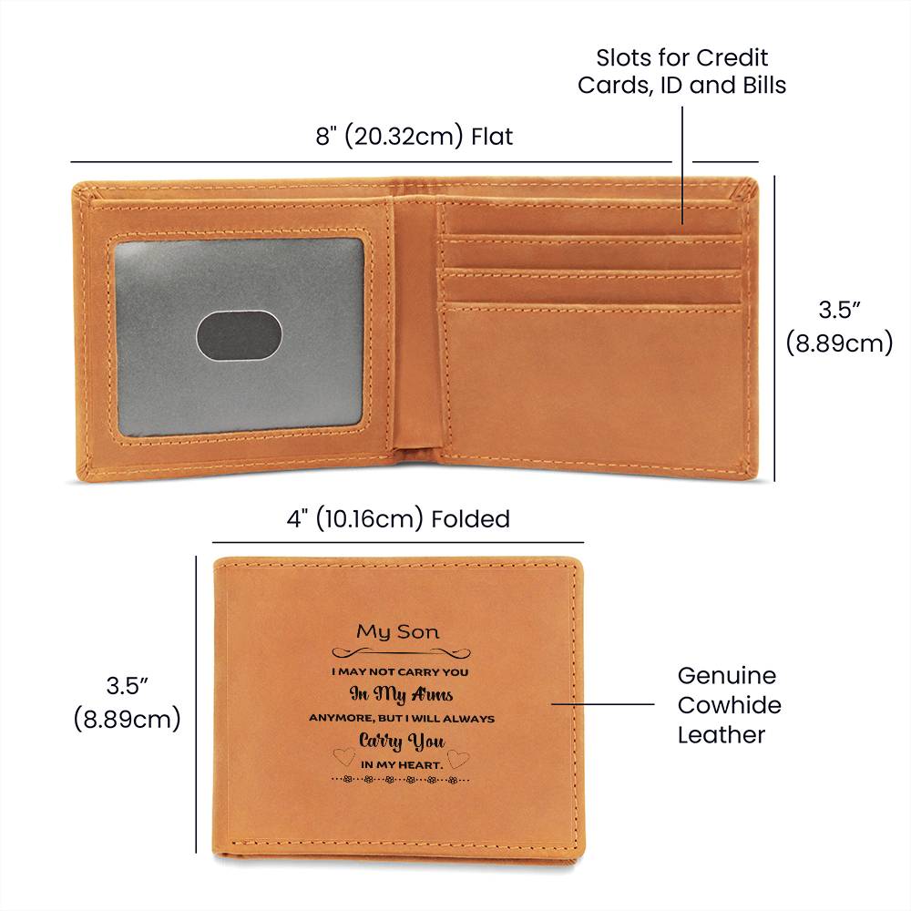 My Son | I Will Always Carry You In My Heart | Leather Wallet