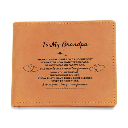 To My Grandpa | Thank You For Your Love And Support | Leather Wallet