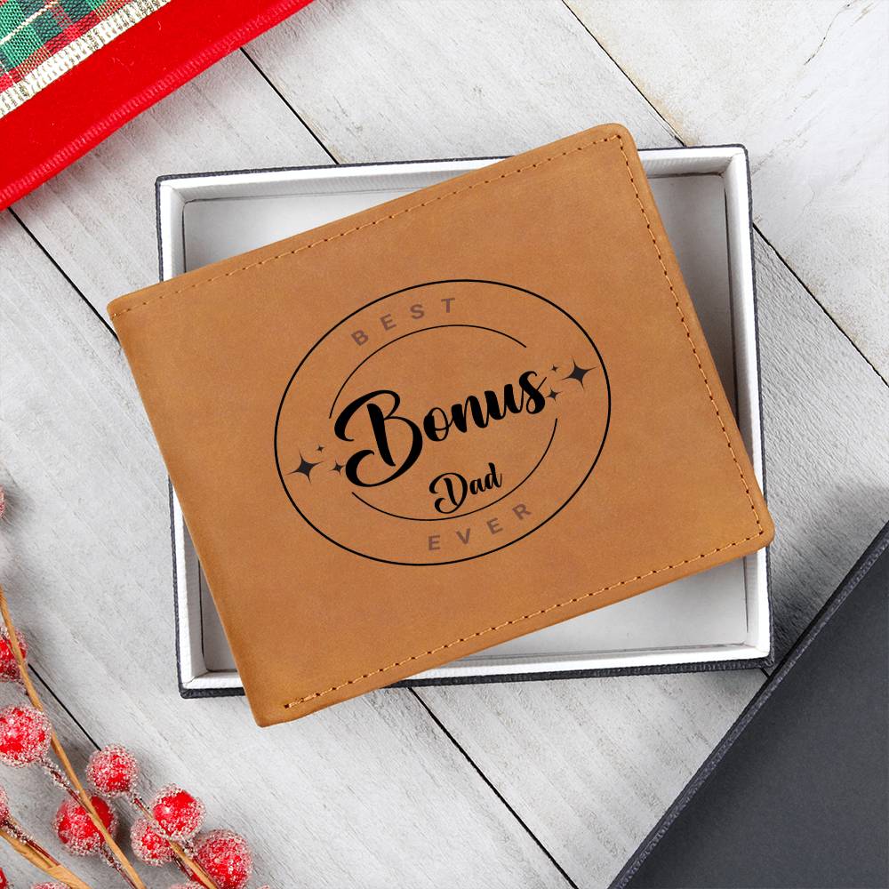 Best Bonus Dad Ever | Leather Wallet Gift