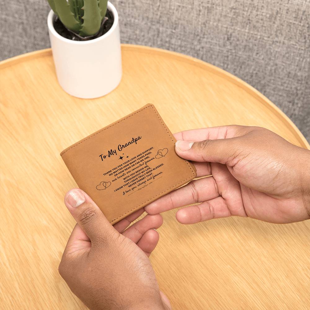 To My Grandpa | Thank You For Your Love And Support | Leather Wallet