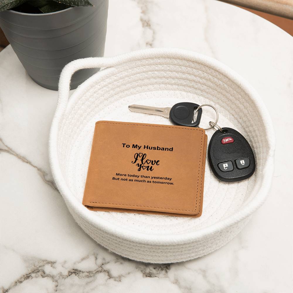 To My Husband | I Love You More Today | Leather Wallet