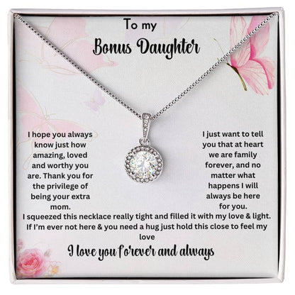 To My Bonus Daughter | I Love You Forever And Always | Necklace Gift