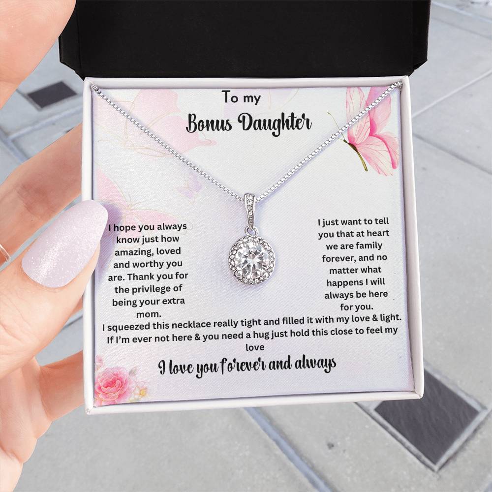 To My Bonus Daughter | I Love You Forever And Always | Necklace Gift