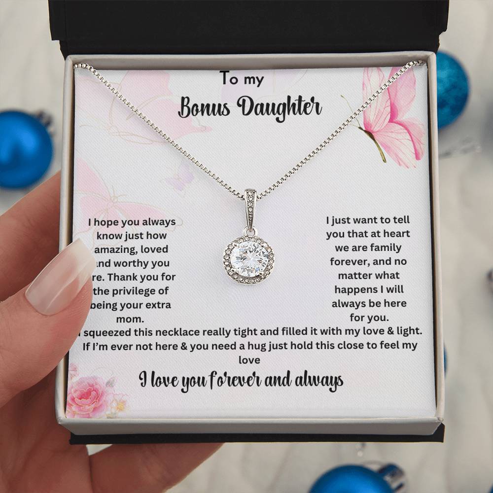 To My Bonus Daughter | I Love You Forever And Always | Necklace Gift