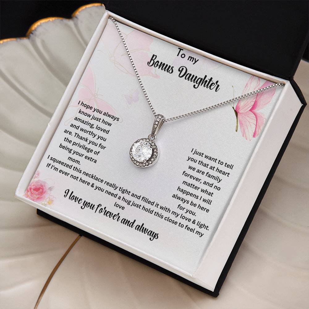 To My Bonus Daughter | I Love You Forever And Always | Necklace Gift