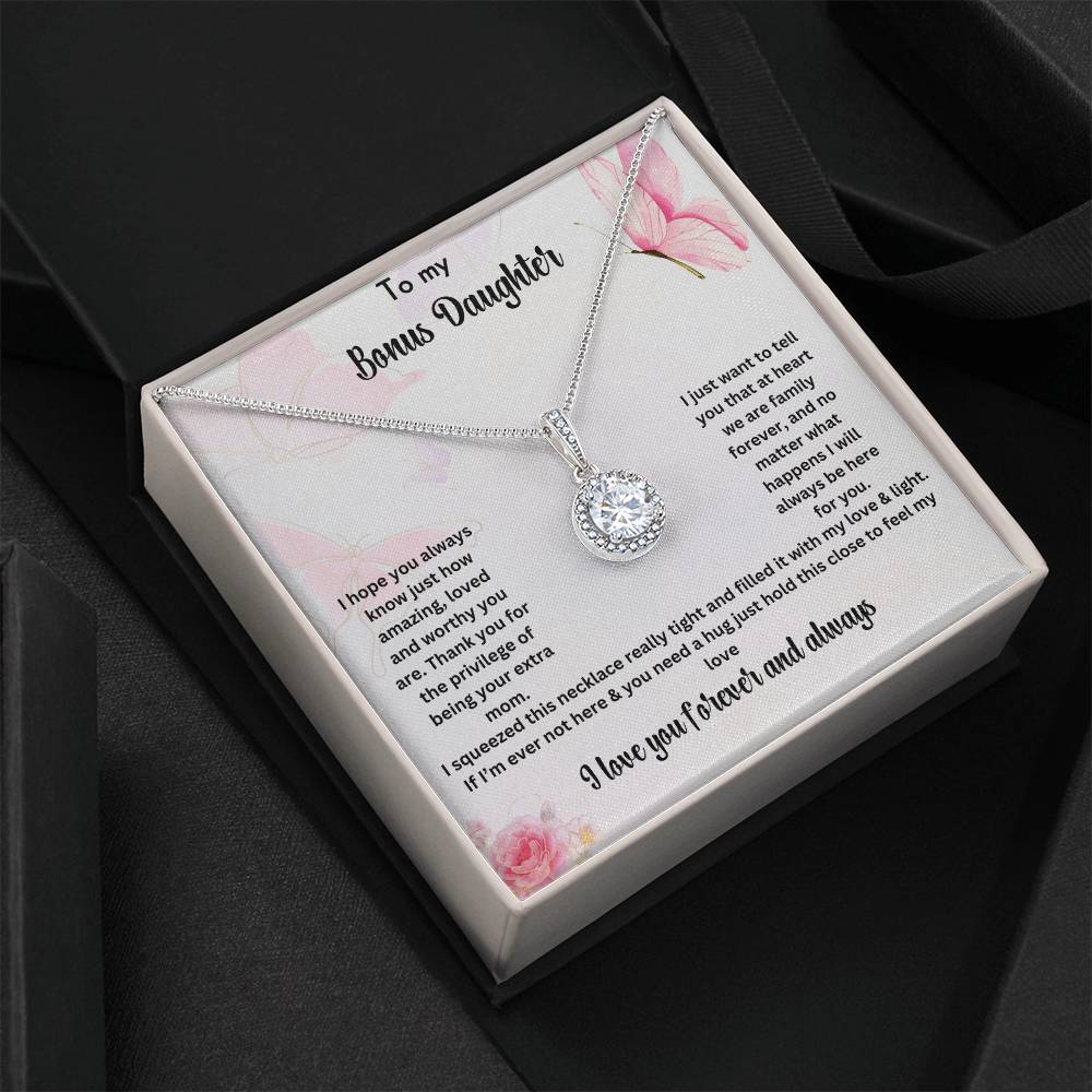 To My Bonus Daughter | I Love You Forever And Always | Necklace Gift