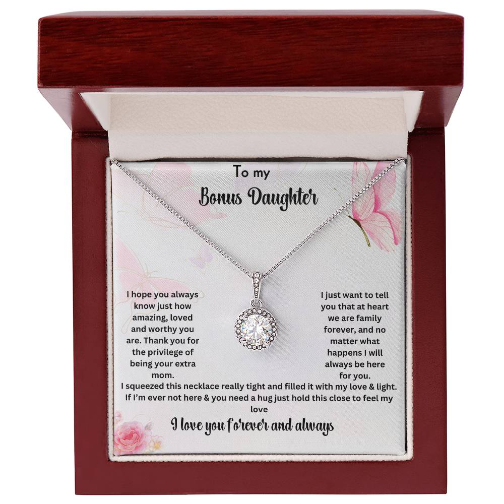 To My Bonus Daughter | I Love You Forever And Always | Necklace Gift