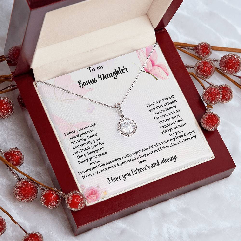 To My Bonus Daughter | I Love You Forever And Always | Necklace Gift