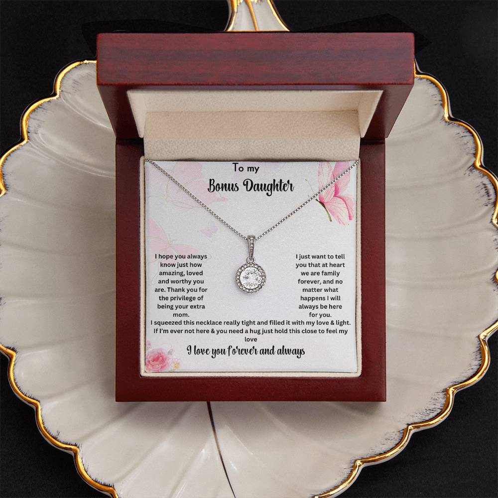 To My Bonus Daughter | I Love You Forever And Always | Necklace Gift