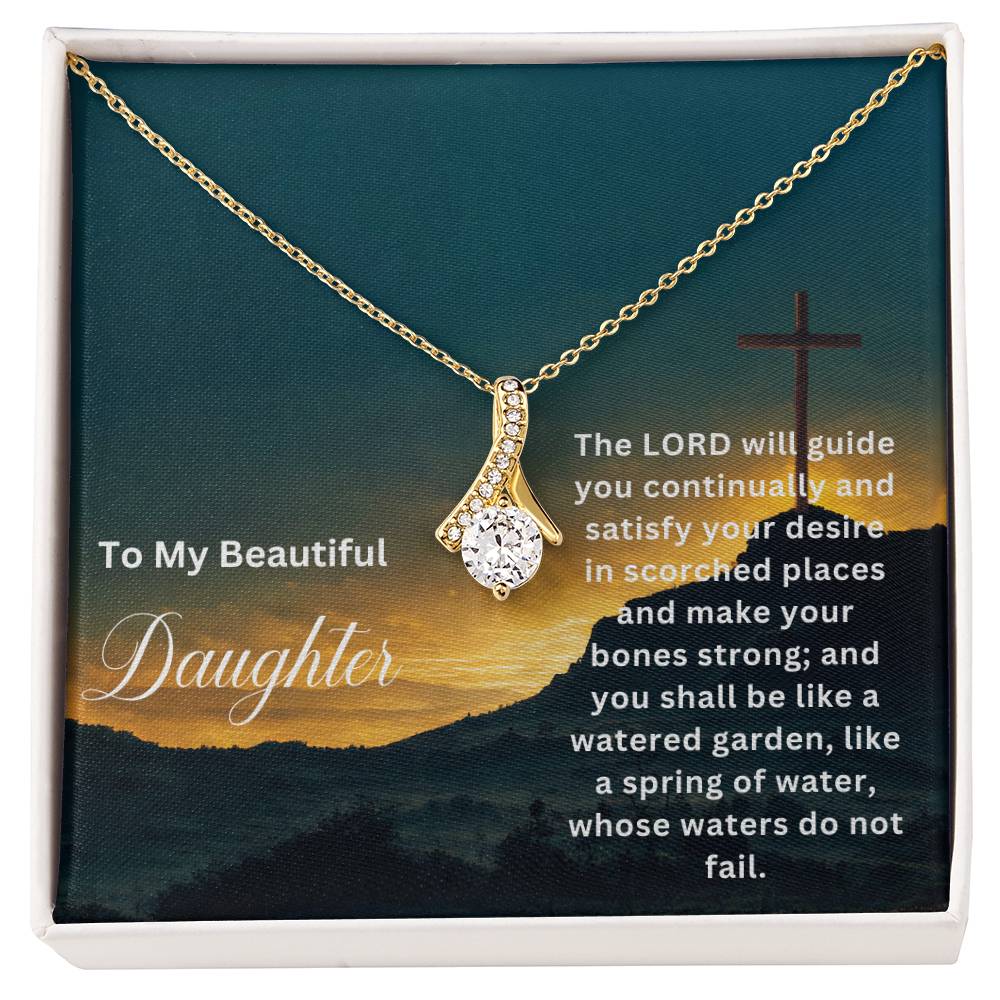 To My Beautiful Daughter | The Lord Will Guide You | Faith Pendant Jewelry Necklace