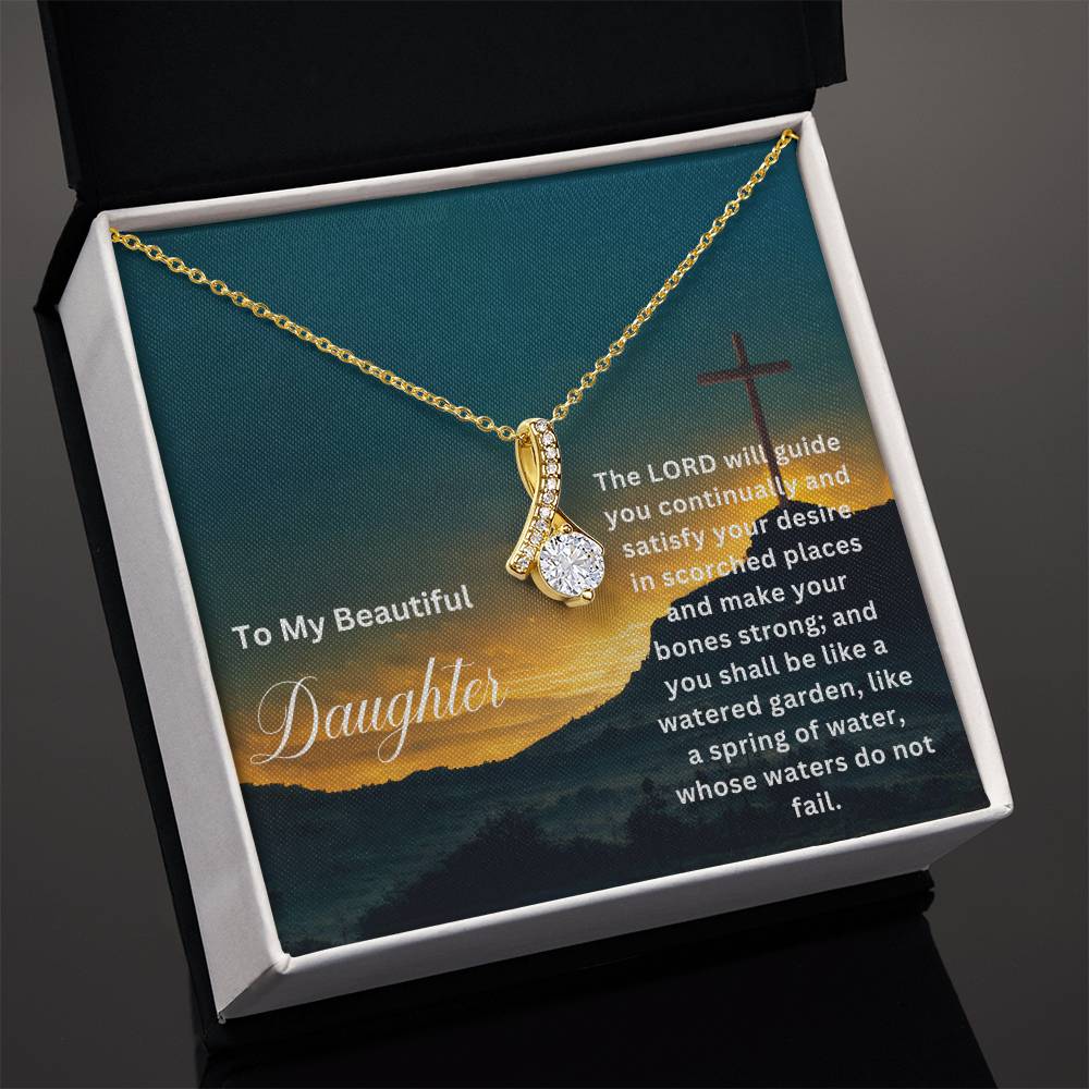 To My Beautiful Daughter | The Lord Will Guide You | Faith Pendant Jewelry Necklace