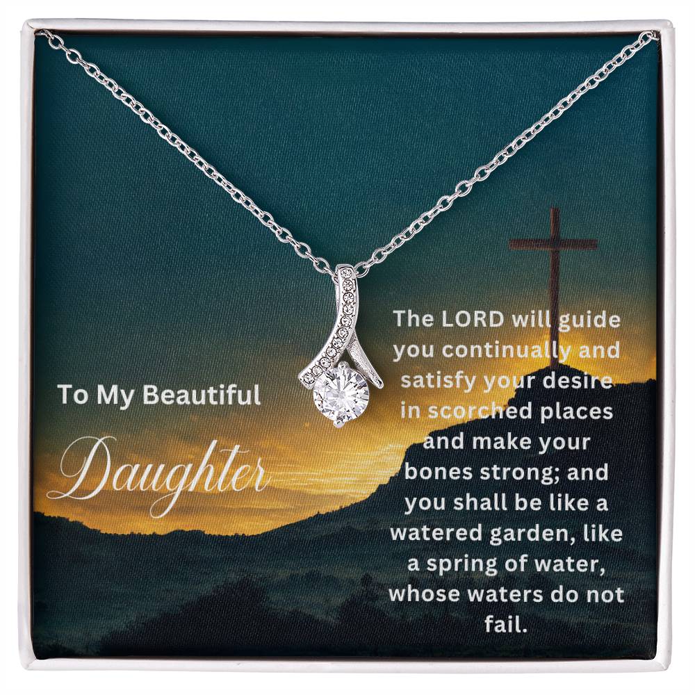 To My Beautiful Daughter | The Lord Will Guide You | Faith Pendant Jewelry Necklace