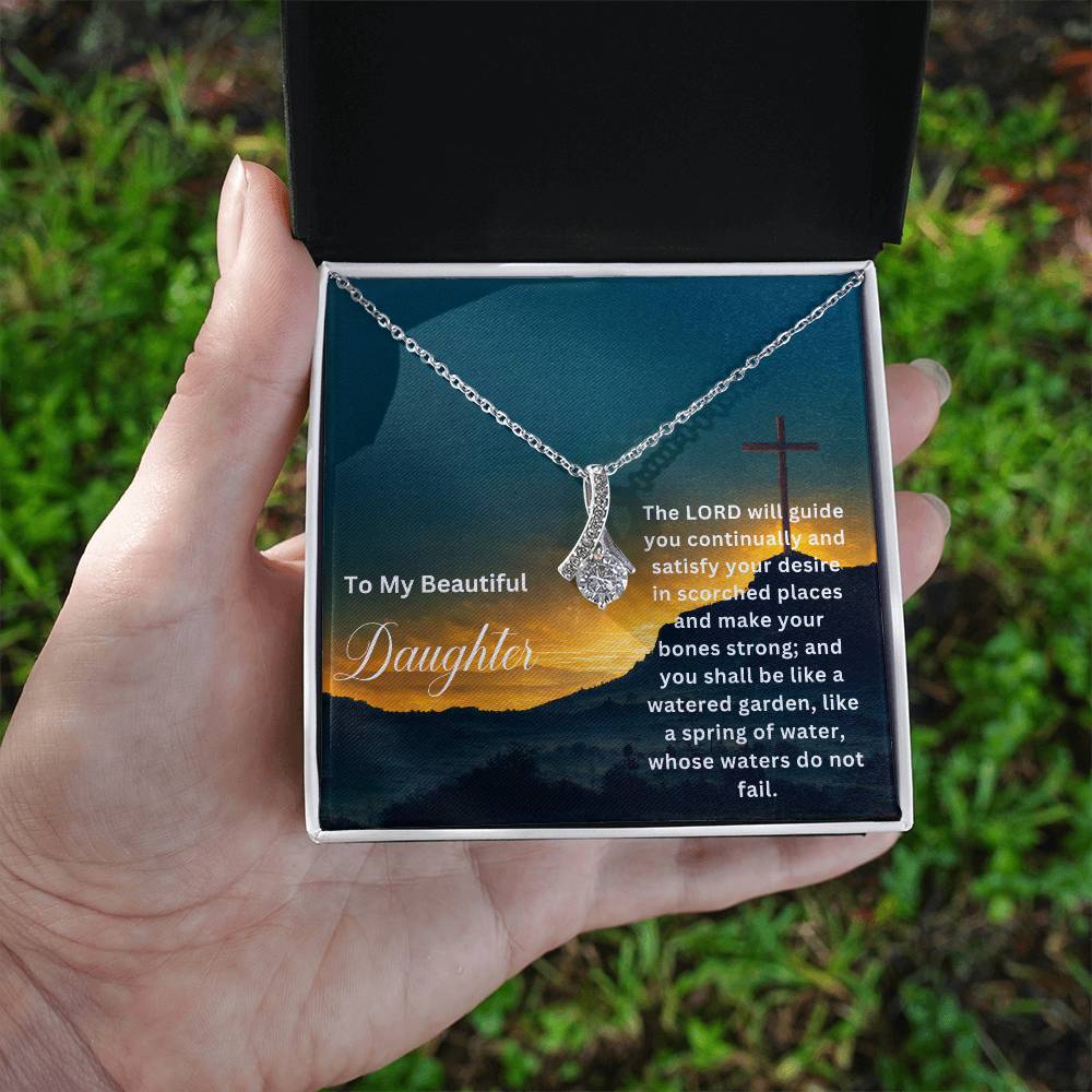 To My Beautiful Daughter | The Lord Will Guide You | Faith Pendant Jewelry Necklace