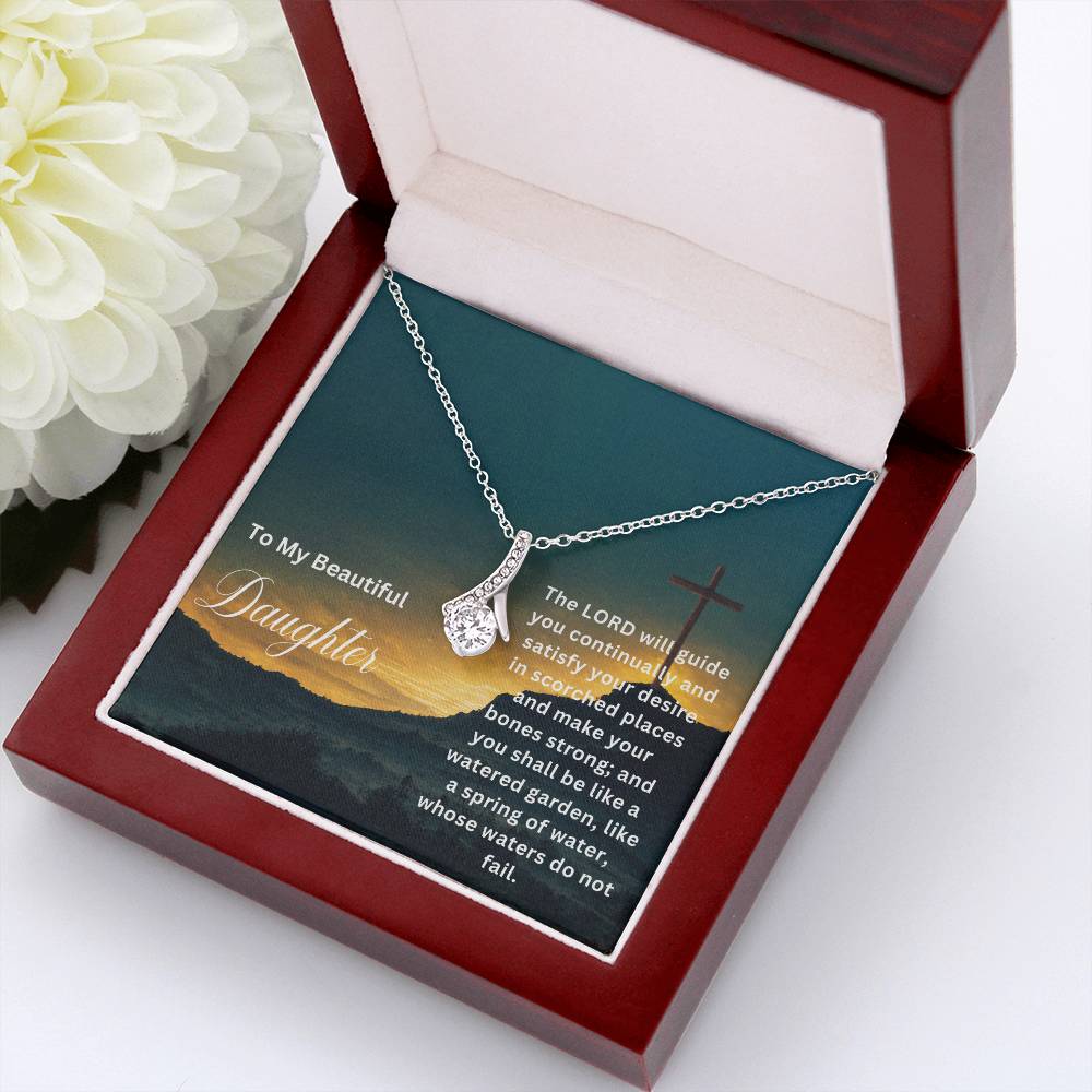 To My Beautiful Daughter | The Lord Will Guide You | Faith Pendant Jewelry Necklace