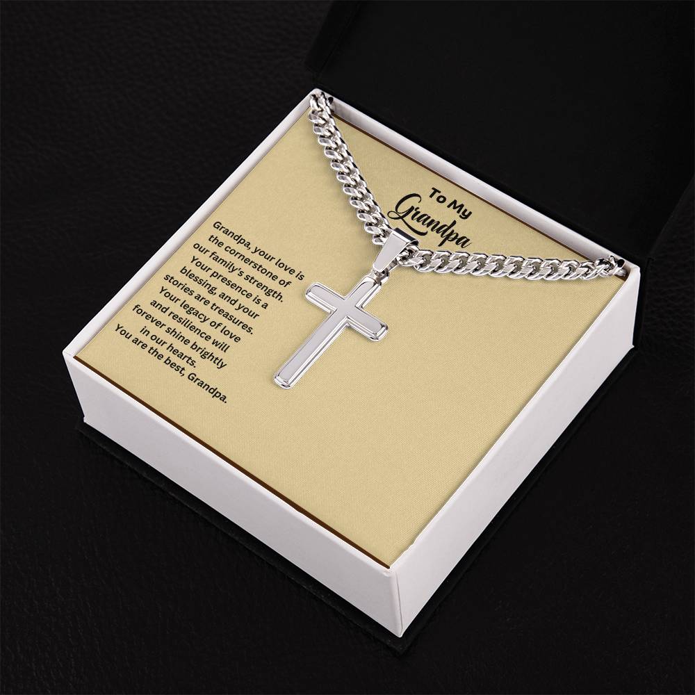 To My Grandpa | Your Presence Is A Blessing | Cross Necklace Gift