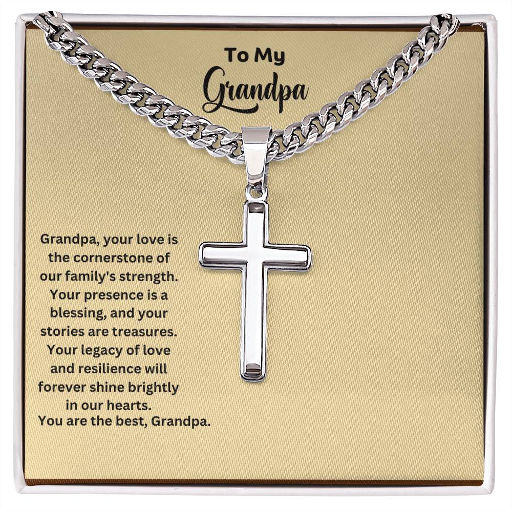 To My Grandpa | Your Presence Is A Blessing | Cross Necklace Gift