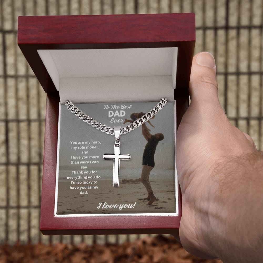 To The Best Dad Ever | You Are My Hero | Cuban Cross Necklace